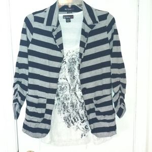 BUNDLED***Black grey striped cotton blazer w/ tank