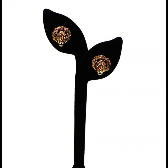 Gold lion earrings