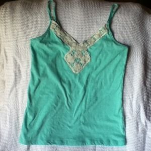 Seafoam Green Cami Tank Top  Crochet neckline