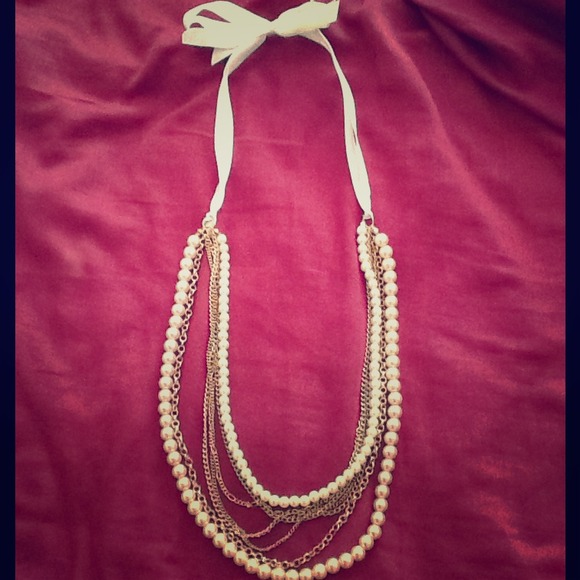 Multi stranded pearl and chain necklace