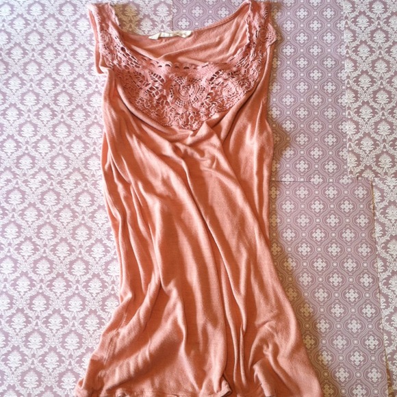 Coral lace tank