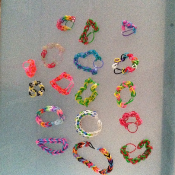 16 Loom bracelets made by my daughter.