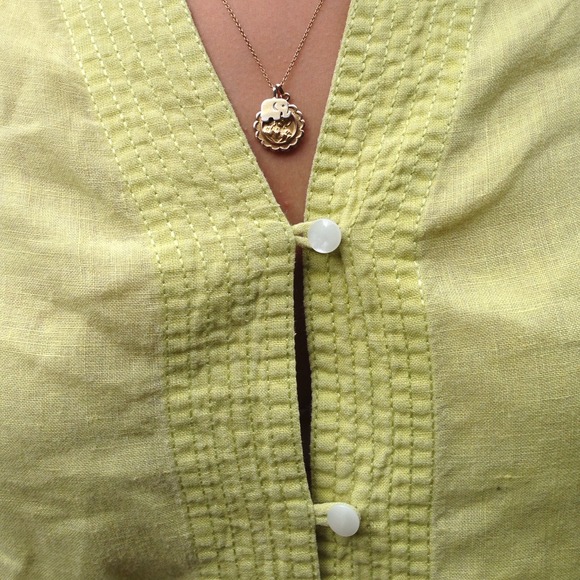 Liz Claiborne 100% linen chartreuse tunic - Picture 3 of 3