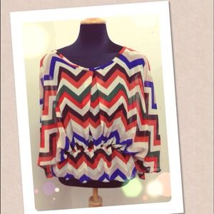 ~SOLD~ in bundleEarth tone chevron print top
