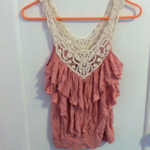 Pink ruffle top