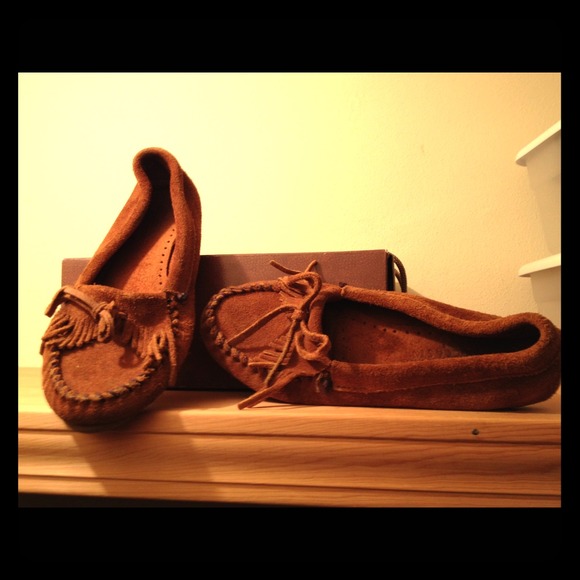 Brown suede moccasins