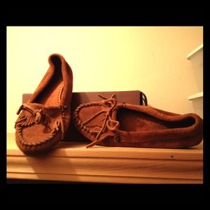 Brown suede moccasins