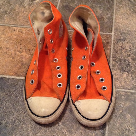 Orange high top converse