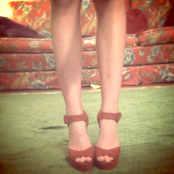 Brown suede platforms