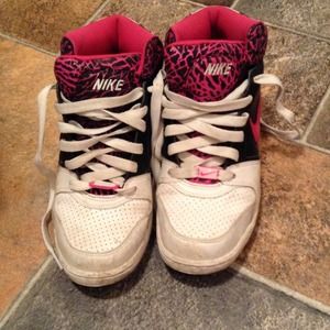 Pink cheetah Nike Air high tops
