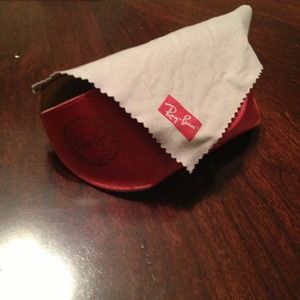 Ray-Ban sunglasses case and dry cloth.