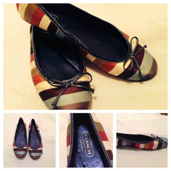 Striped Coach Flats