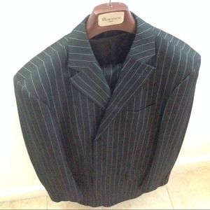 Fanelli Black Pinstripe Men Suit