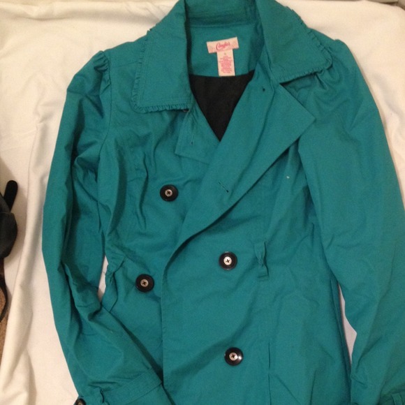 Reserved!!!!!!Teal structured trench coat!