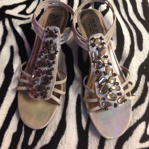 sandals with 2 inch heels and bedazzles
