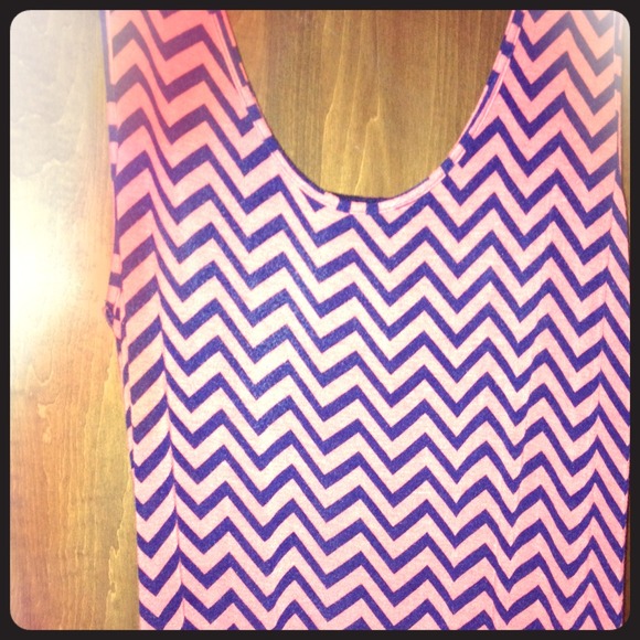 Coral and navy chevron maxi