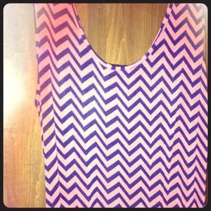 Coral and navy chevron maxi