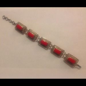 ❤ Red and silver colored bracelet! ❤
