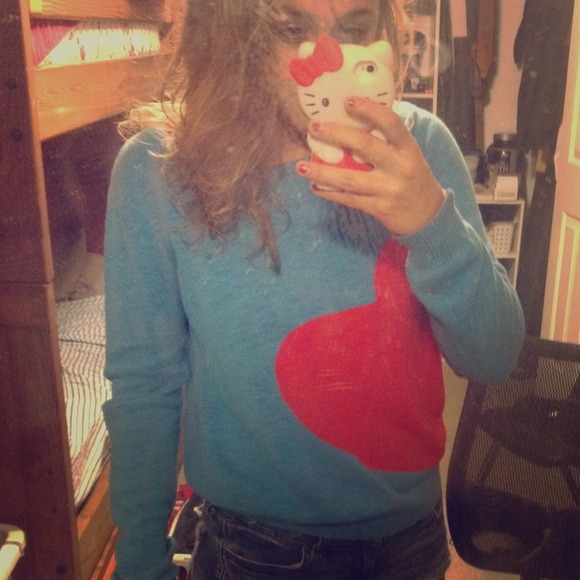 Blue with Red Heart Sweater ❤️😋