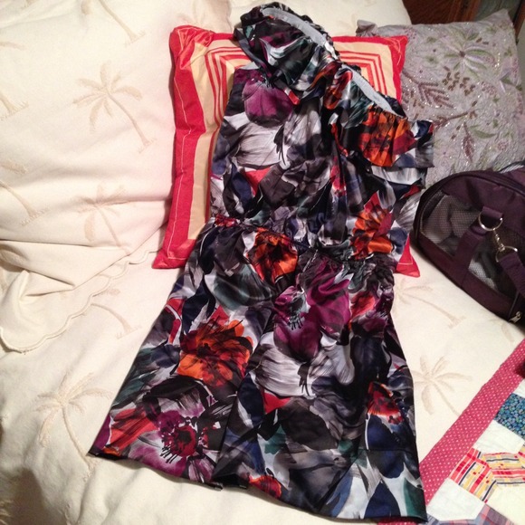 Lauren Conrad satin floral dress, size 8