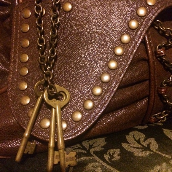 Be&D chocolate brown western flap satchel purse - Picture 3 of 4