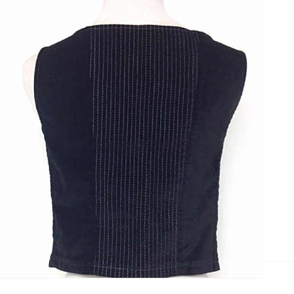 SOLD BLACK VELVET VEST WITH PINSTRIPE DETAIL S - Picture 3 of 3