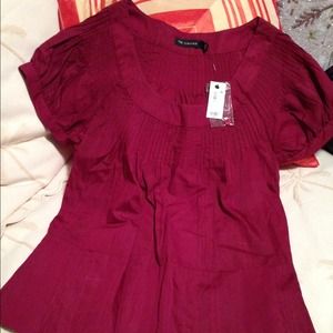 cranberry top (used) and navy top (used)