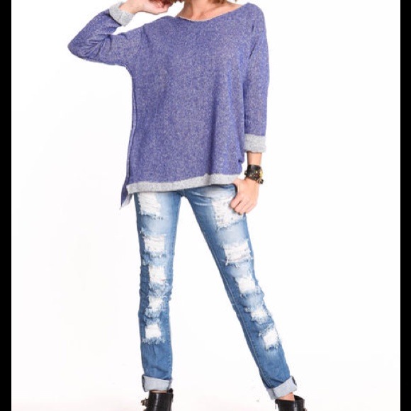 🎀SOLD OUT🎀Royal Blue Cut Out Sweater - Picture 2 of 3