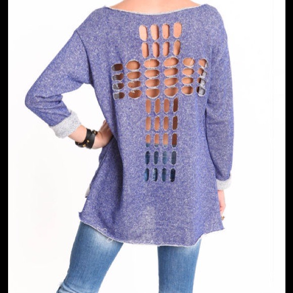 🎀SOLD OUT🎀Royal Blue Cut Out Sweater - Picture 3 of 3