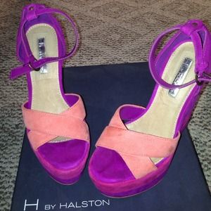 Orange/pink/purple wedges H by Halston