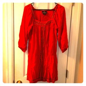 Red dress with gold studs