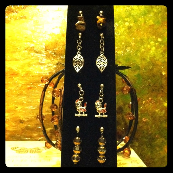 Fall Post Earrings - 4 Pair - Picture 2 of 5