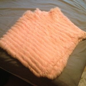 Pink Angora fur shawl worn once