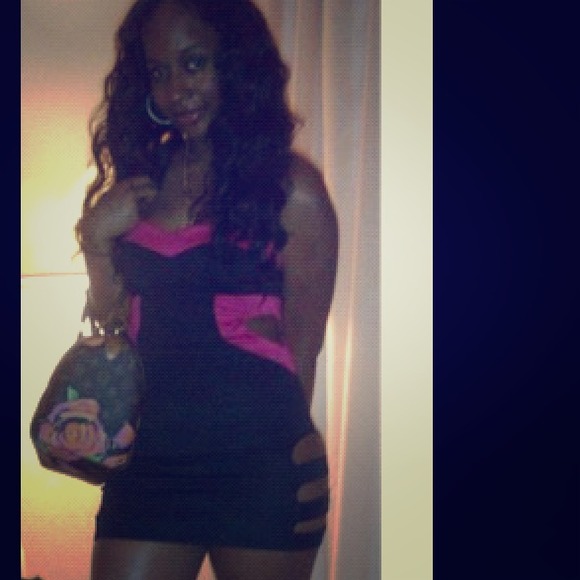 Sexy cut out black n pink dress