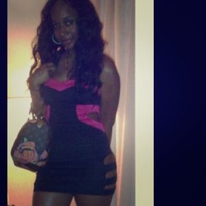 Sexy cut out black n pink dress