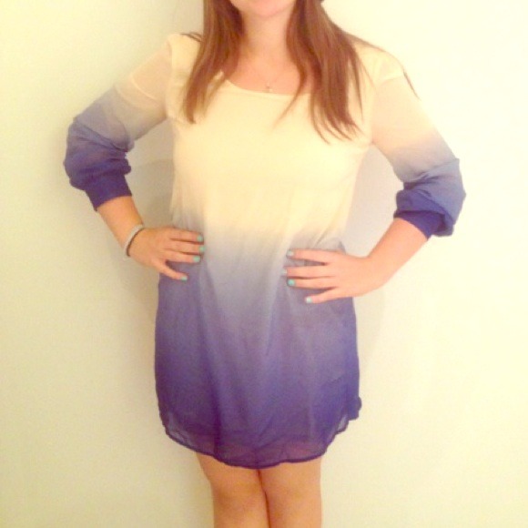 Ombré Long Sleeve Shift Dress