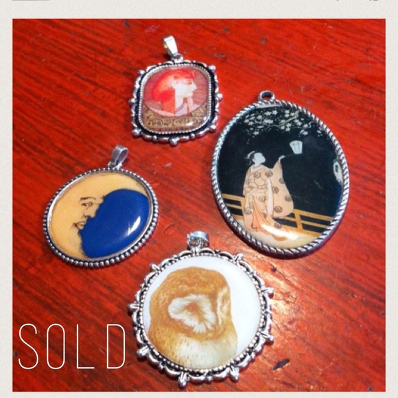 S O L D Set of Pendants- Owl Moon Japanese