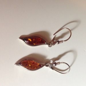 Silver amber earrings