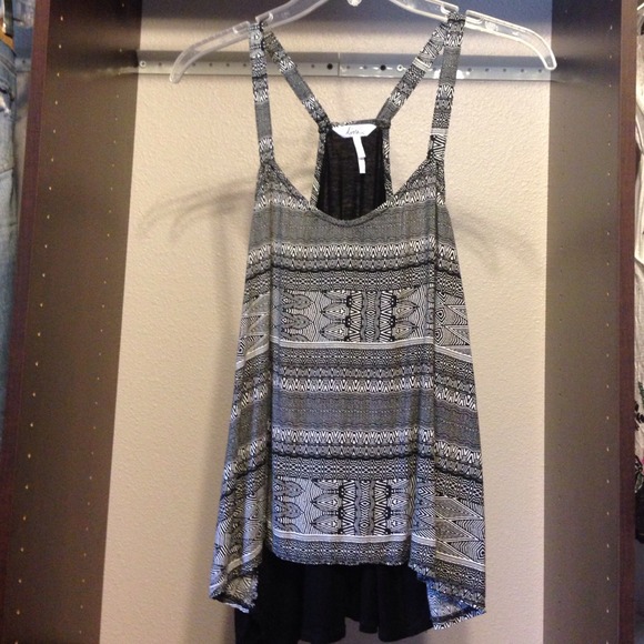 Kirra black tribal print tank top