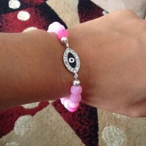 Pink evil eye bracelet