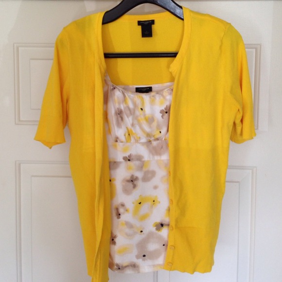 Ann Taylor Yellow Button up Sweater