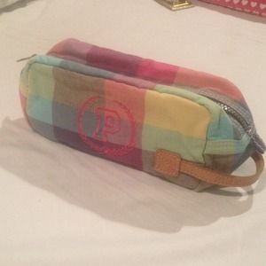 Victoria's Secret PINK plaid makeup cosmetic bag