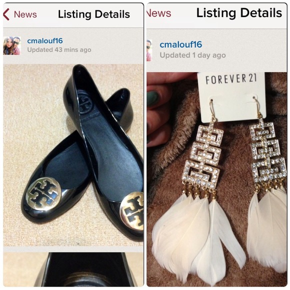 Tory Burch Flats and Forever 21 earrings