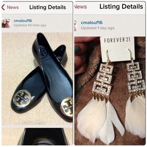 Tory Burch Flats and Forever 21 earrings