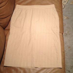 Tan and white pinstripe skirt