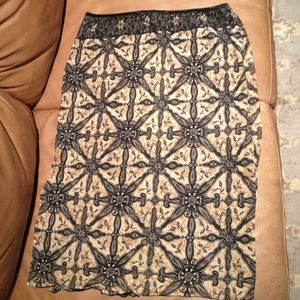 Print Slip On Skirt w/side slits