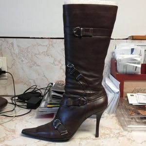 Brown Leather Mid calf boots