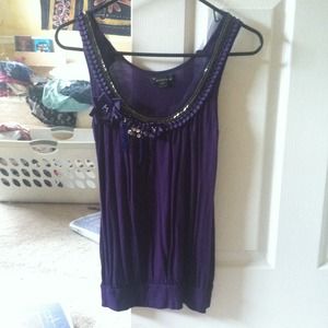 Purple embellished cocktail tank top