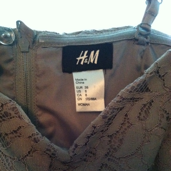 H&M silk grey lace dress with straps - Picture 3 of 4