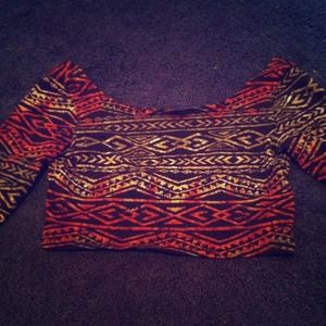 Tribal crop top with open back
